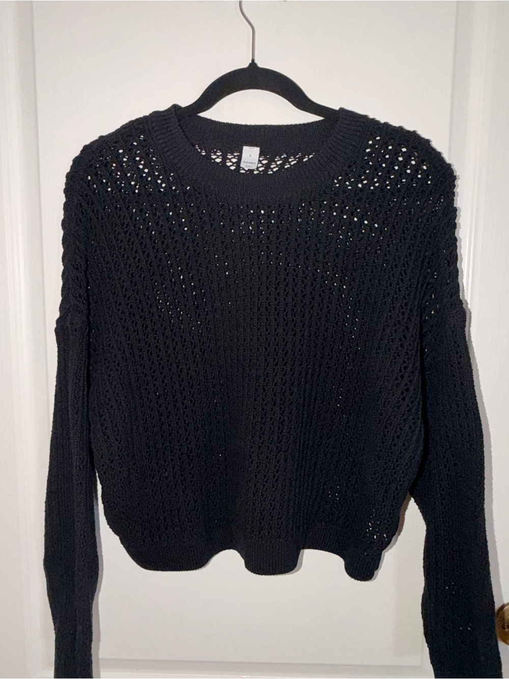 Old Navy Black Open-Knit Textured Knit Sweater – Women’s L